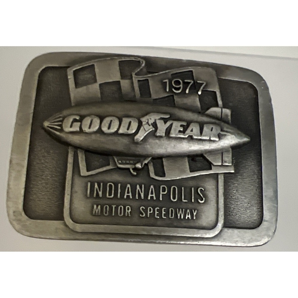Vtg 1977 Goodyear Blimp Indianapolis Motor Speedway Pewter‎ Belt Buckle 136/500
